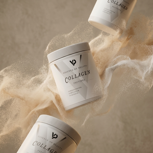 Kollagenpeptide Pulver in Dose für Beauty-Routine vatepro